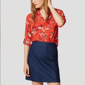 LOFT Valley Floral Utility Blouse